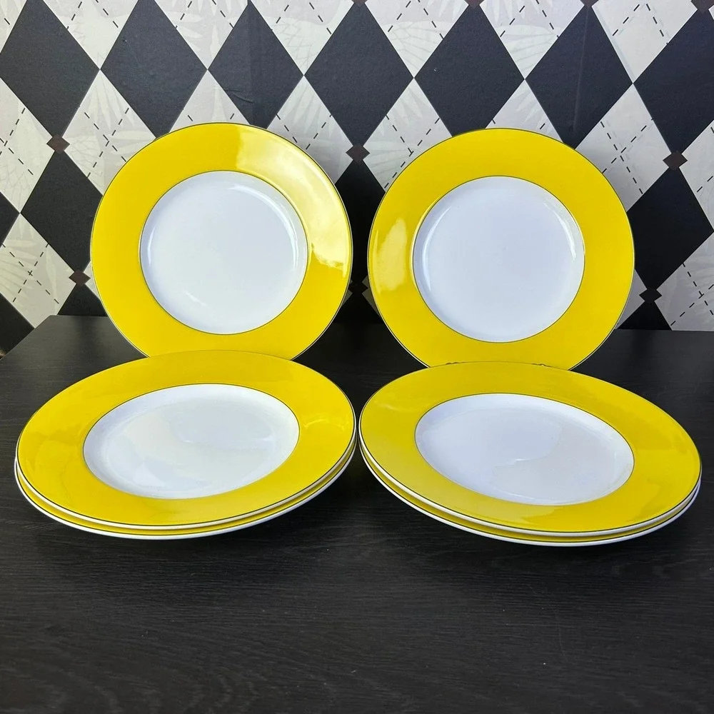 Set of 6 Kate Spade x Lenox Yellow Rutherford Circle Plates 9.5